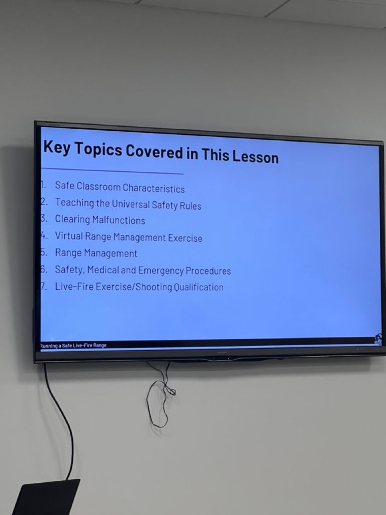 Training presentation screen showing lesson topics